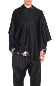 Engineered Garments Worsted Wool Button Shawl In Blue