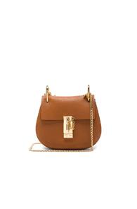Chloe Mini Grained Leather Drew Bag In Brown