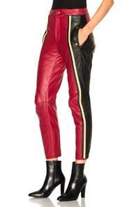 Chloe Leather & Nubuck Biker Pants In Red