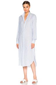 Baja East Cotton Stripe Button Up Top In Blue,stripes