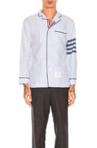 Thom Browne Oxford Pajama Shirt In Blue,stripes