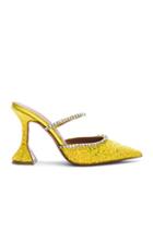 Amina Muaddi Glitter Gilda Mules In Yellow,metallic
