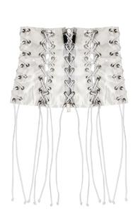 Unravel Pvc All Over Lace Up Corset In White