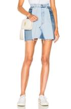 Re/done Seamed High Waisted Skirt In Blue