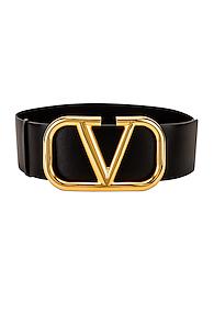 Valentino Go Logo Buckle Belt In Black