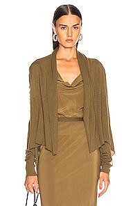 Rick Owens Short Wrap Cardigan In Green,neutral