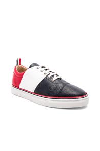 Thom Browne Pebble Grain Color Blocked Trainers In Blue