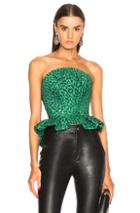 Brandon Maxwell Strapless Leopard Jacquard Bustier Top In Animal Print,green