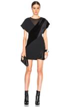 Jay Ahr Cross Over Mixed Fabric Dress In Black