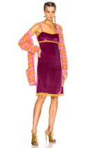 Alberta Ferretti Lace Trim Velvet Slip Dress In Pink