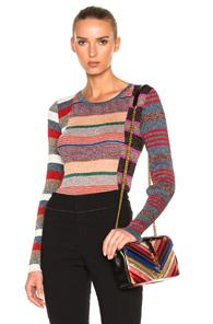 Missoni Metallic Knit Sweater In Gray,metallics,pink,red,stripes