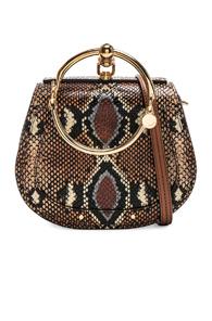 Chloe Nile Small Python Print Bracelet Bag In Animal Print,brown
