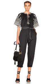Ulla Johnson Alexi Floral Embroidered Poplin Jumpsuit In Black