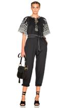 Ulla Johnson Alexi Floral Embroidered Poplin Jumpsuit In Black