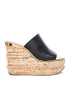 Chloe Camille Leather Wedge Sandals In Black