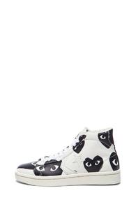 Comme Des Garcons Play High Top Canvas Sneakers In White,black