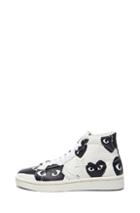 Comme Des Garcons Play High Top Canvas Sneakers In White,black