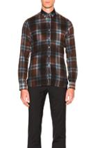 Lanvin Big Yarn Top Stitch Shirt In Brown,checkered & Plaid