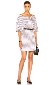 Isa Arfen Full Sleeve Mini Dress In Stripes,white