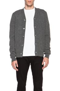 Comme Des Garcons Play Lambswool Cardigan With Small Red Emblem Sleeve