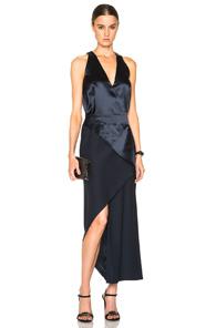 Dion Lee Silk Satin Bias Fold Dress In Blue