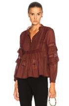Sea Beaded Lace Blouse In Brown,red
