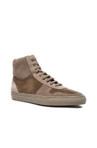 Robert Geller X Common Projects Suede High Top Sneakers In Brown