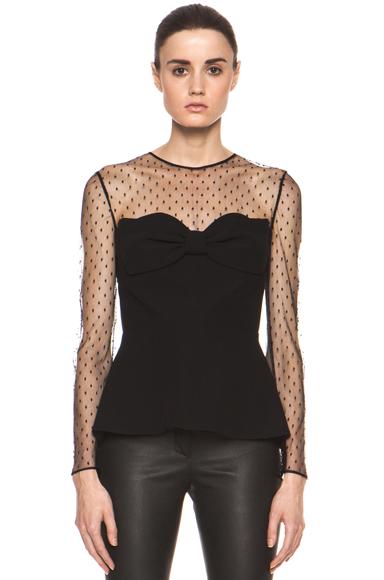 Valentino Point Lace Top With Bow In Black