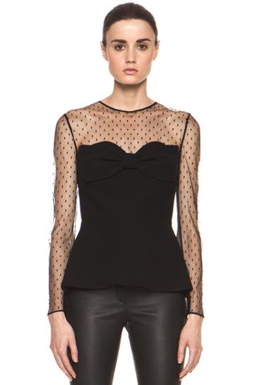 Valentino Point Lace Top With Bow In Black