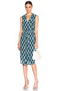 Equipment Tegan Dress In Abstract,green,