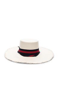 Sensi Studio Frayed Boater Hat In White