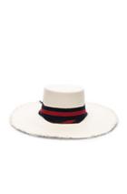 Sensi Studio Frayed Boater Hat In White