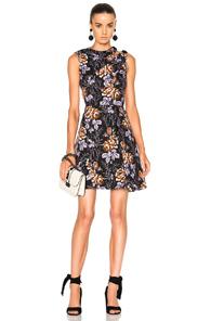 Victoria Beckham Cotton Print D-ring Mini Dress In Black,floral,purple