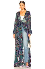Patbo Burnout Velvet Maxi Wrap Dress In Blue,floral,purple