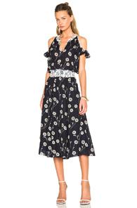 Derek Lam 10 Crosby Cold Shoulder Dress In Blue,floral