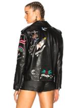 Valentino Tattoo Embroidery Leather Jacket In Black