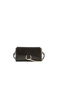 Chloe Leather Faye Strap Wallet In Black