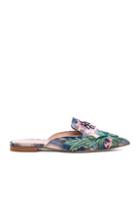 Alberta Ferretti Flower Embroidered Plaid Mules In Blue