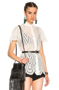 Valentino Short Sleeve Flutter Sleeve Top In White