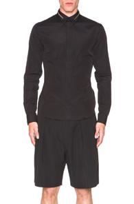 Givenchy Zip Collar Button Down Shirt In Black
