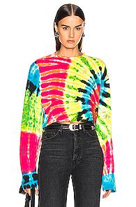 Cotton Citizen Tokyo Crop Shirt In Blue,green,ombre & Tie Dye,pink,yellow