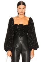Attico Balloon Sleeve Sequined Blouse In Black