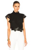 Giambattista Valli Ruffle Sleeve Georgette Blouse In Black