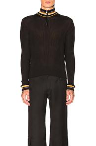 Wales Bonner Palms Sweater In Black,stripes,yellow