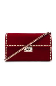 Valentino Velvet Rockstud No Limit Shoulder Bag In Red