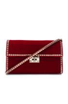 Valentino Velvet Rockstud No Limit Shoulder Bag In Red