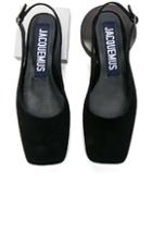 Jacquemus Suede Slingback Flats In Black