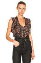 Isabel Marant River Top In Abstract,floral,green,orange,red