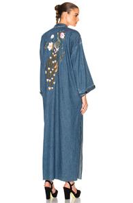 Grlfrnd For Fwrd Samantha Long Robe In Blue