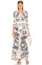 Raquel Allegra Half Sleeve Drama Maxi Dress In Gray,tie Dye,white